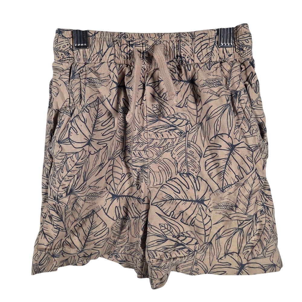 Tommy Bahama Kids‎ Boys Shorts Size 5/6 Tan Tropical Leaf Print Drawstring